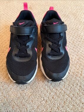 Nike Kids Black and Pink Athletic Sneakers size 13